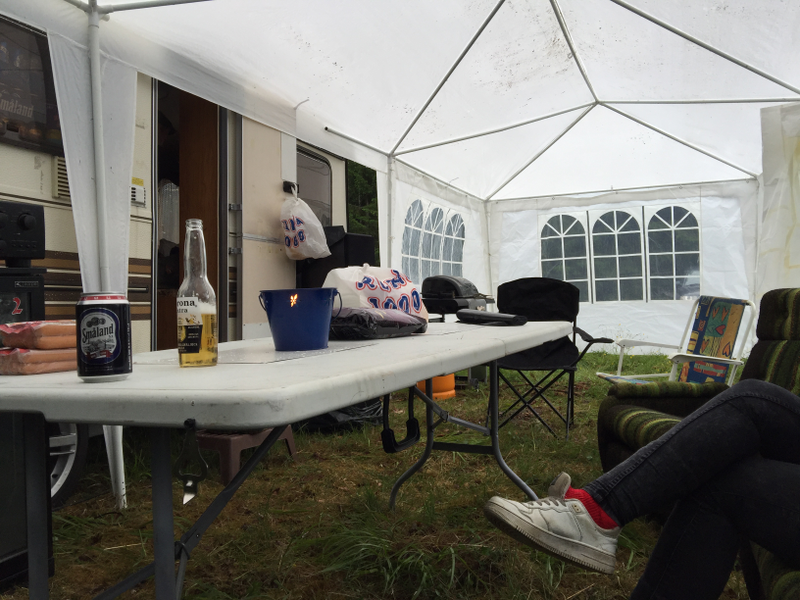 Lots of room inside the camp for guests. We later moved a not very waterproof tent inside.